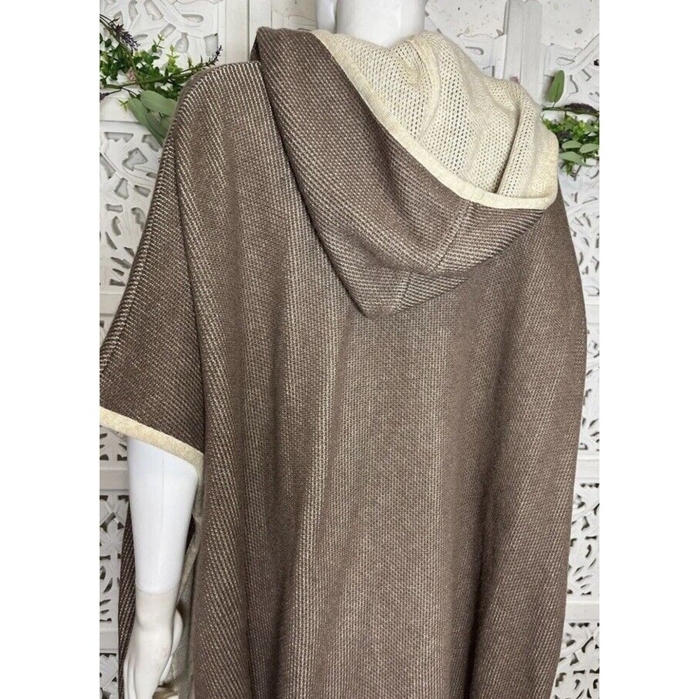 Soft Surroundings Women’s Missy One Size Brown Hoodie Poncho Cape - Picture 8 of 12